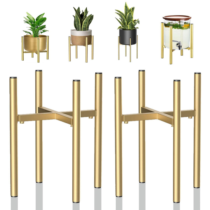 2pcs Verstellbarer Pflanzenständer aus Metall Gold, 21cm-35cm Blumenständer Plant Stand, Blumenständ