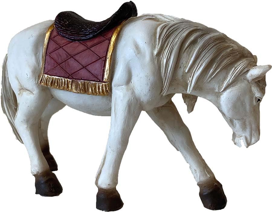 FADEDA Pferd weiss/Höhe:9 cm/handbemalt/detailgetreue Krippen Figuren - Weihnachten Tisch Dekoration