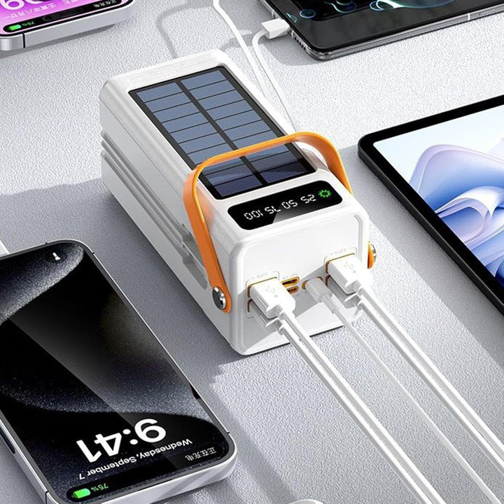 Solarladegerät Für Smartphones | 120W Externes Powerbank | 50000mAh Überlebensausrüstung Mit Licht 4