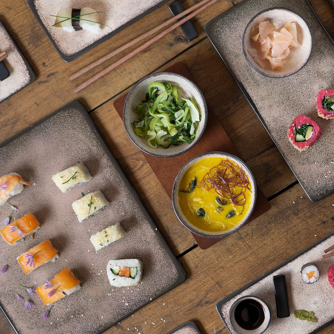 Moritz & Moritz Sushi Geschirr Set für 4 Personen - 29 Teile - Sushi Servierset mit 3X Sushi-Platte
