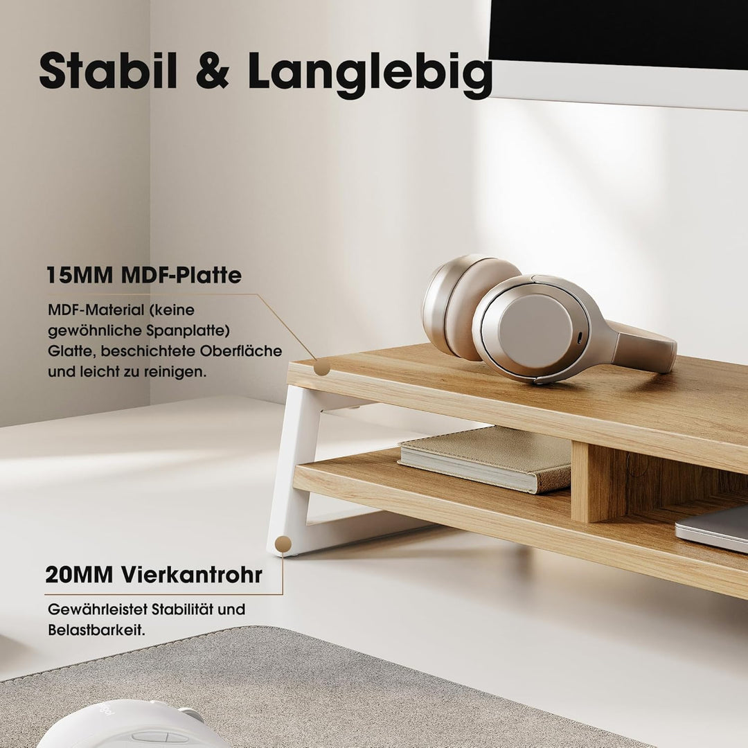 Fenge Dual Monitorständer Riser 108cm Grosse Computer Bildschirmständer für PC/Laptop/Fax/Drucker/TV