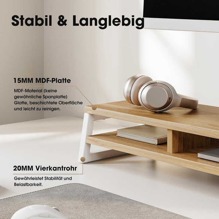 Fenge Dual Monitorständer Riser 108cm Grosse Computer Bildschirmständer für PC/Laptop/Fax/Drucker/TV