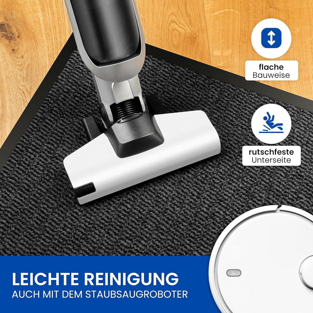 Gentle North Hochwertige Fussmatte grau schwarz 60x180cm gross für Innen & Aussen - Schmutzfangmatte