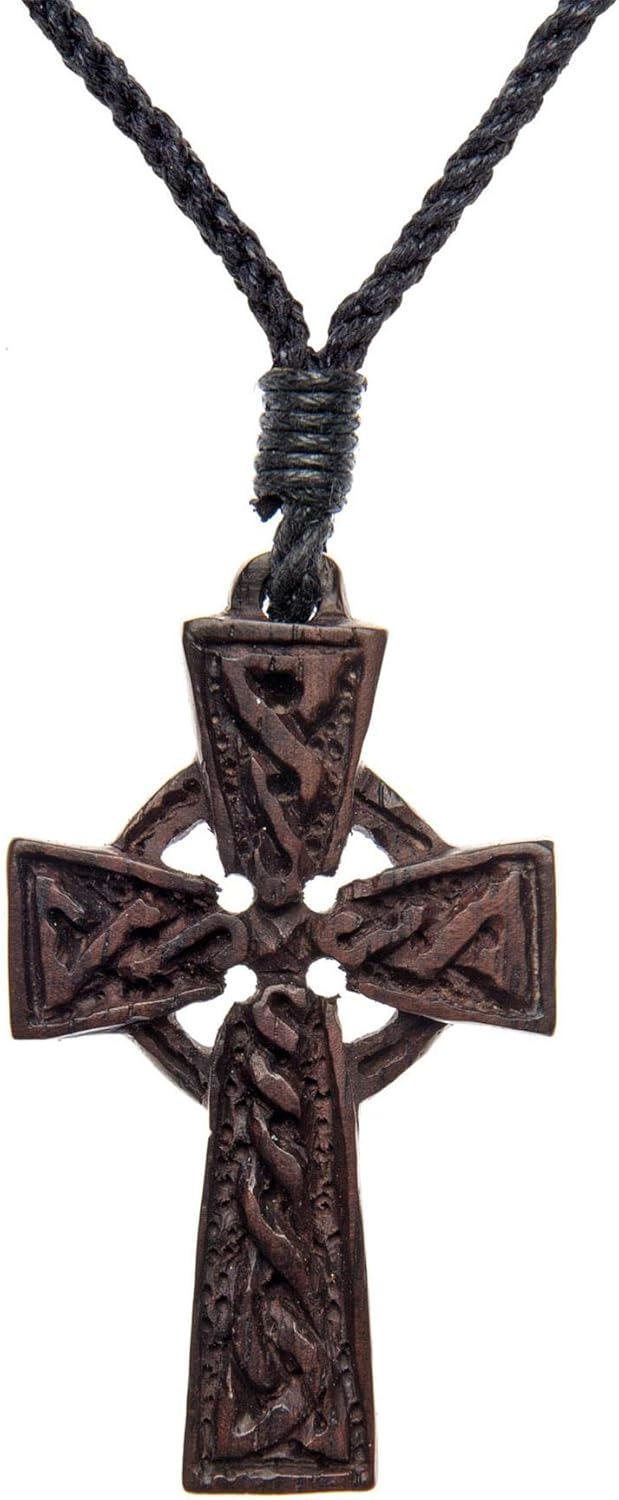 81stgeneration Frauen Männer Holz Keltisch Irish Kreuz Religiöse Anhänger Halskette