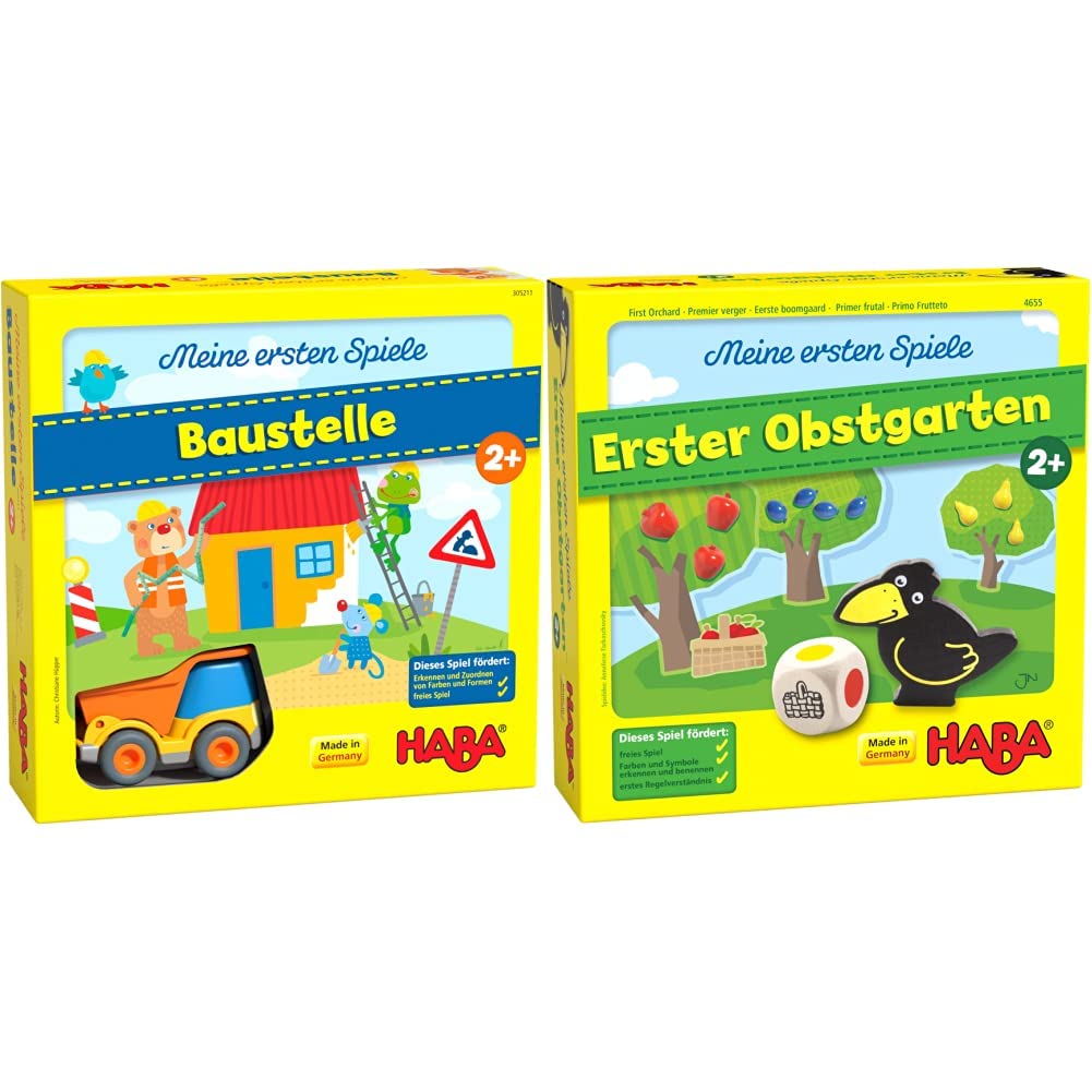 HABA 305211 - Meine ersten Spiele – Baustelle &amp; 4655 - Meine ersten Spiele Erster Obstgarten, unterh