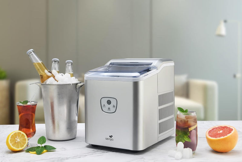 SENYA Ice Cool Eiswürfelmaschine, 12 kg/24 H, 1,6 Liter, silberfarben, 120 W SYCP-IM002