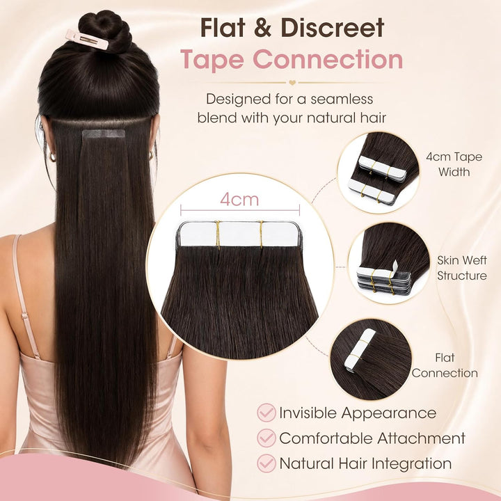 Silk-co Tape in Extensions Echthaar 30g, 20stk leicht Tape Extensions Echthaar, Remy Haarverlängerun