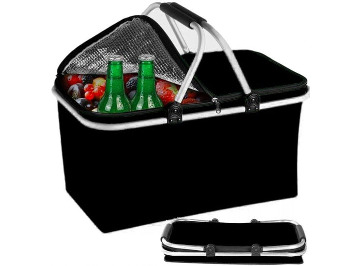Kühltasche Gross 43x23x21 cm - Isolierte Picknickkorb Thermo mit Aluminiumrahmen - Kühlkorb für Büro