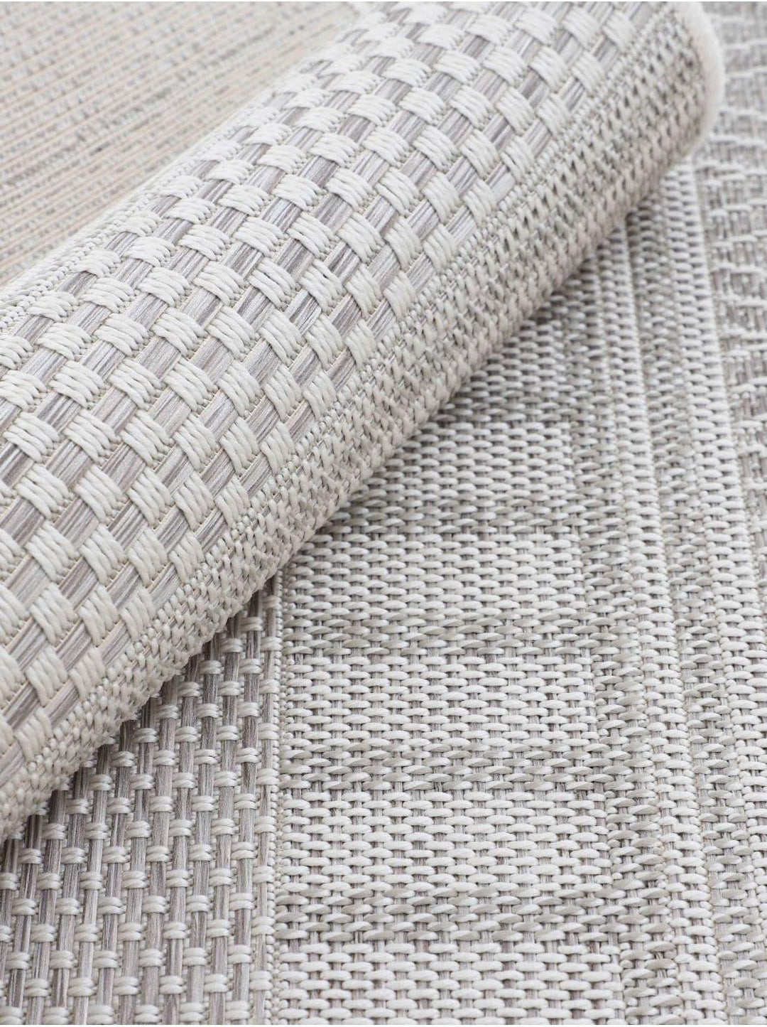 carpetfine In- und Outdoor Teppich Boho Rund Beige Flachgewebeteppich Ø 120 cm | Moderner Teppich We