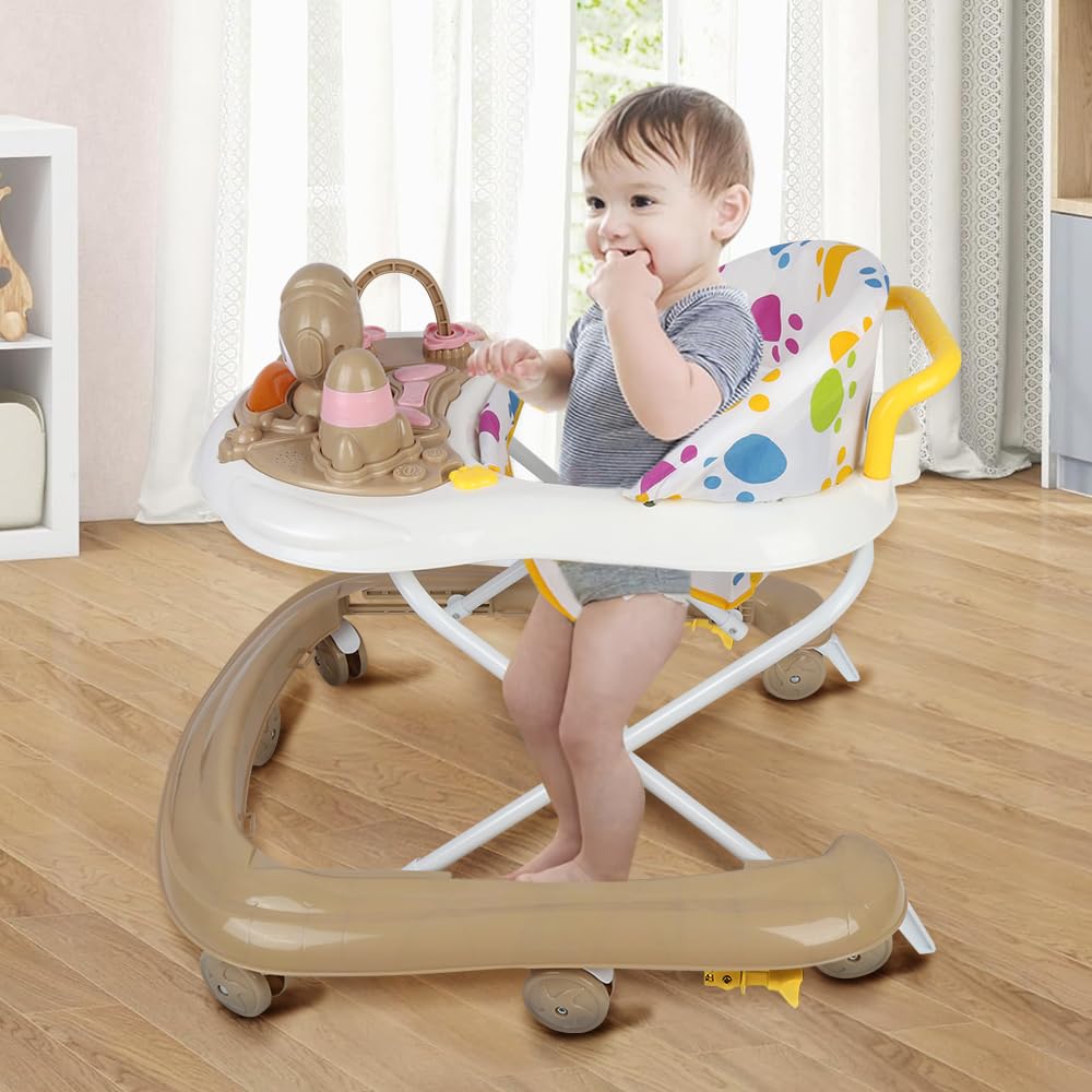 Kompakter Weltraum-Katzen, Lauflernhilfe für Babys mit Rückprallsitz, Lichtern, Musik und interaktiv