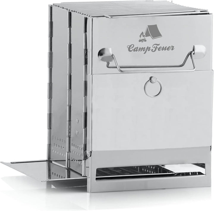 CampFeuer Edelstahl Faltgrill | 22 x 20,5 x 27 cm | Klappgrill | Campinggrill für Hiking und Outdoor