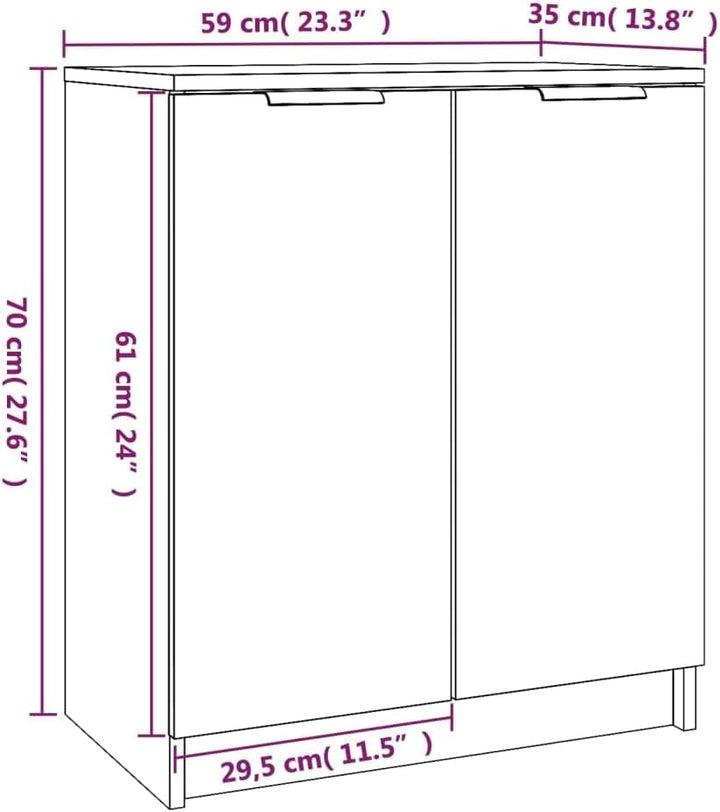INLIFE Schuhschrank Sonoma-Eiche 59x35x70 cm Holzwerkstoff,21.8kg,811424