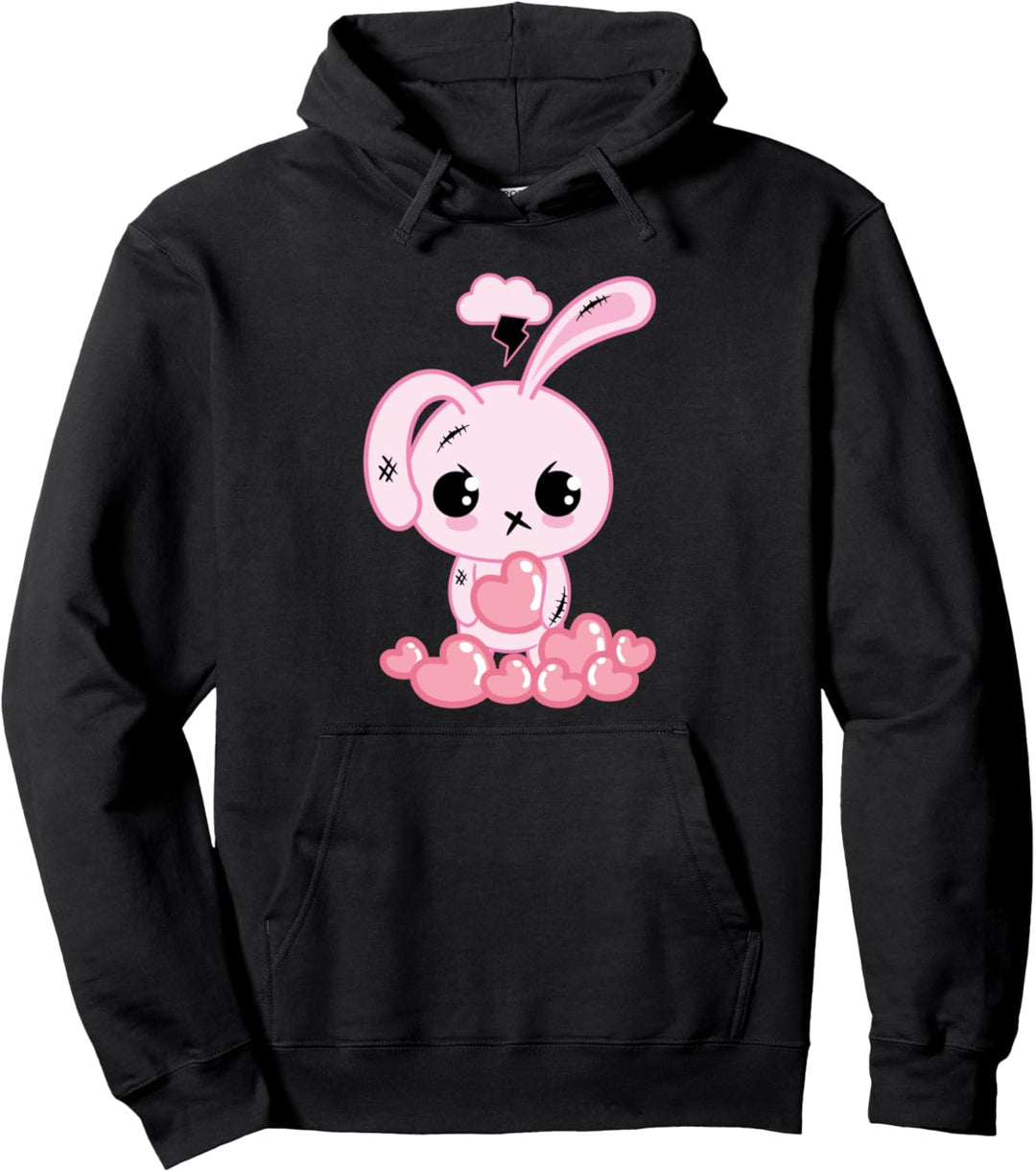 Pastell Goth Kawaii Kleidung, gruselig niedlicher Kawaii Goth Bunny Pullover Hoodie