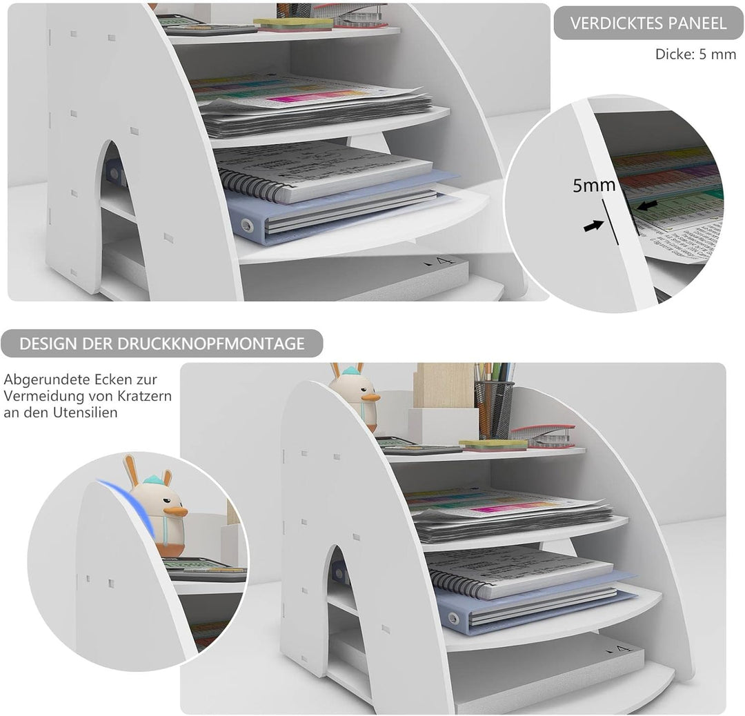 PUNCIA Dokumentenablage A4 Briefablage 4 Ablagefächer PVC Schreibtisch Datei Organizer Papierablage