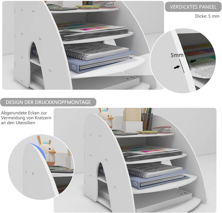 PUNCIA Dokumentenablage A4 Briefablage 4 Ablagefächer PVC Schreibtisch Datei Organizer Papierablage