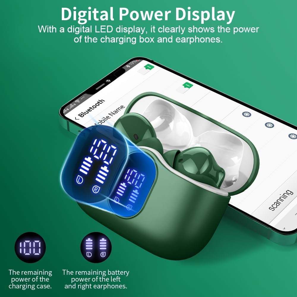 Btootos Bluetooth Kopfhörer, Kopfhörer Kabellos Bluetooth 5.4 Sport In Ear Kopfhörer mit 4 Mikrofon,