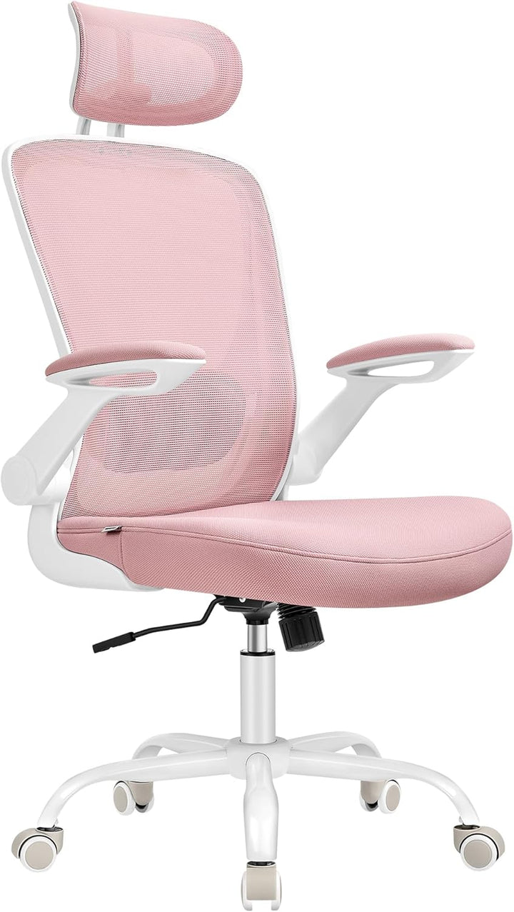 SONGMICS Bürostuhl ergonomisch, Schreibtischstuhl, Drehstuhl mit Mesh, gepolsterte Lendenstütze, Wip