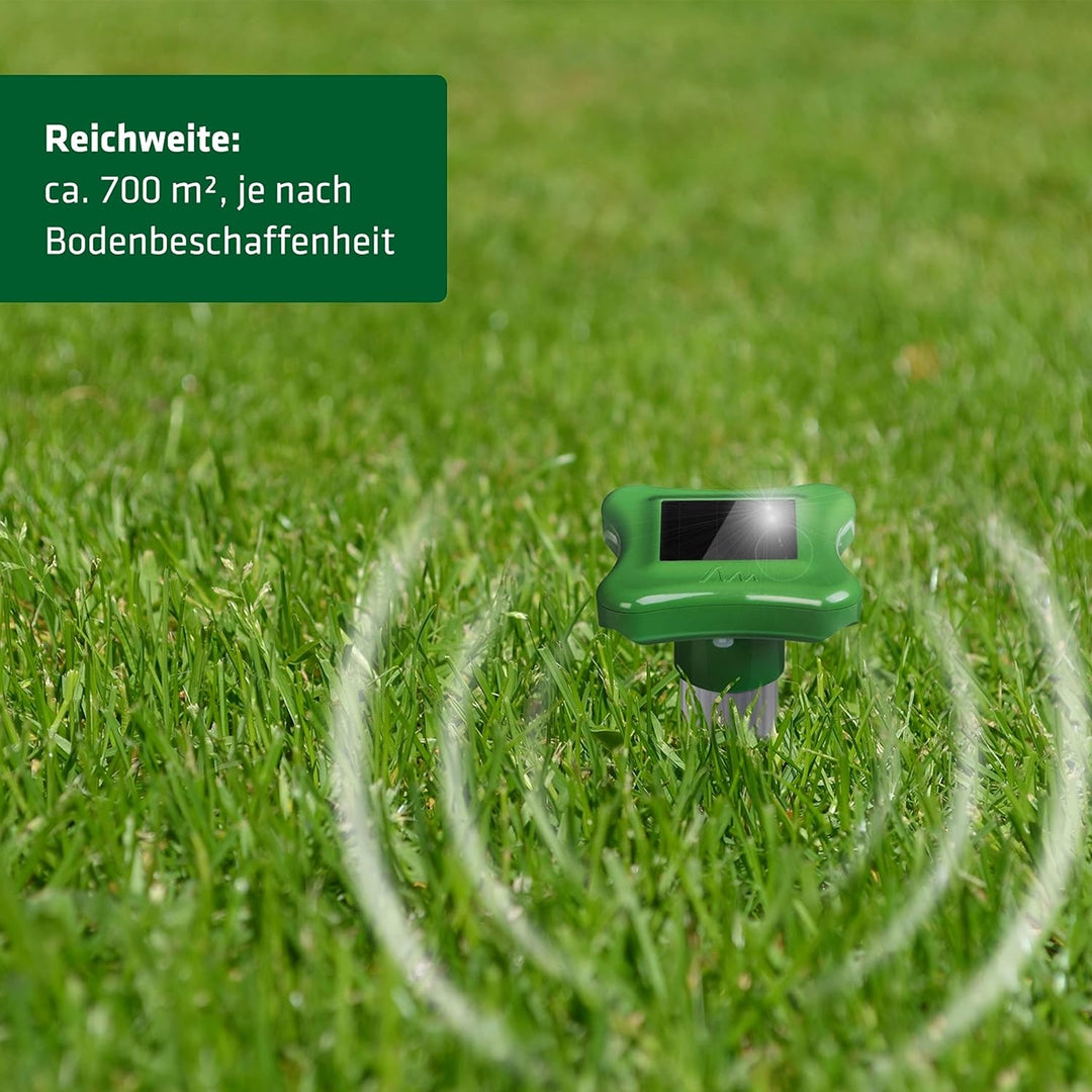 GARDIGO® Maulwurfvertreiber mit Solar und integriertem Akku 4er Set I Maulwurfschreck I Wühlmausvert