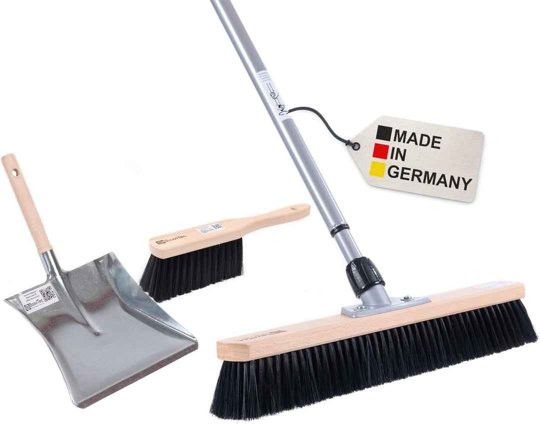 BawiTec Profi Kehrbesen Set Kehrset XL Besen 60cm Saalbesen #0715 inkl. Metall-Teleskopstiel verstel