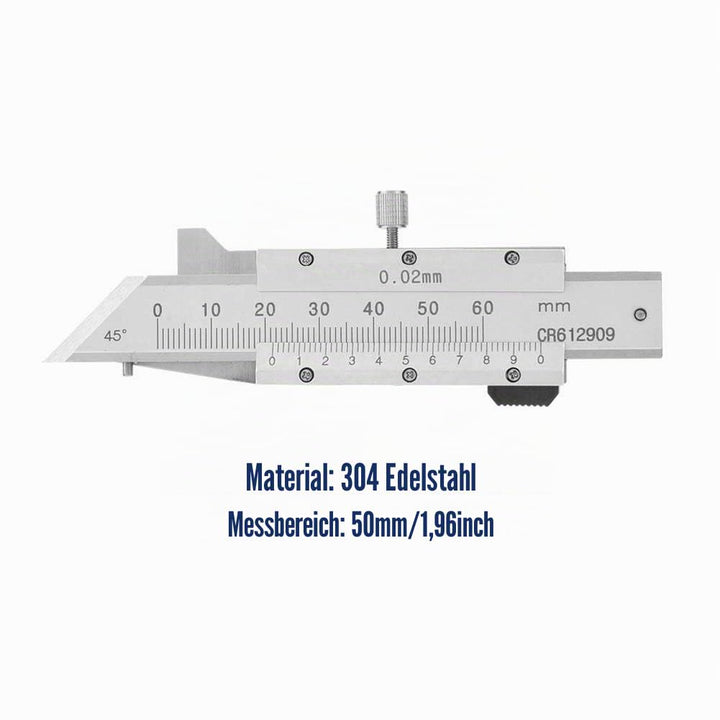 Fasenlehre, 0-50 mm Fasenmessschieber, Edelstahl Fasenlehre für die Mechanische Fertigung, Glasbearb