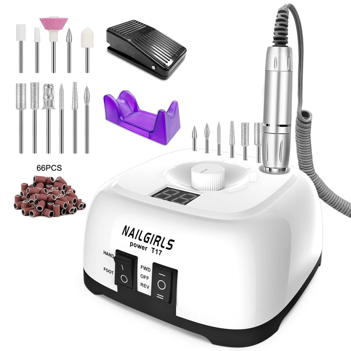 Nagelfeile Elektrisch für gelnägel,NAILGIRLS 11 in 1 Nagel Fräsmaschine,35000 U/Min Nail Drill Nagel