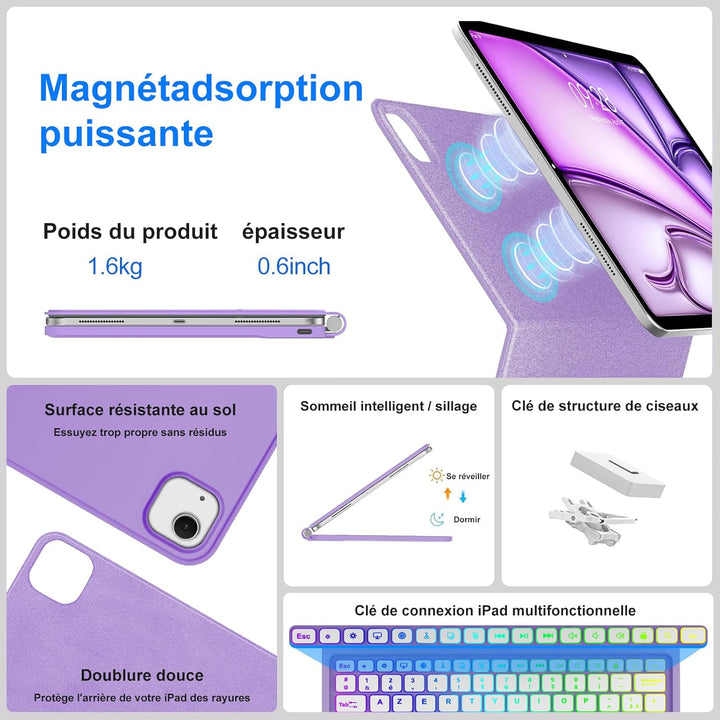 Magic Keyboard für iPad Air 13" (M3 2025 M2 2024)/iPad Pro 12.9 (6ª/5ª/4ª/3ª Gen), Magnetischer Stän