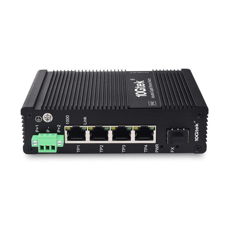 10Gtek 5-Port Industrial DIN-Rail Ethernet Switch Hutschiene, IP40, 1x Gigabit SFP Slot mit 20-km SF