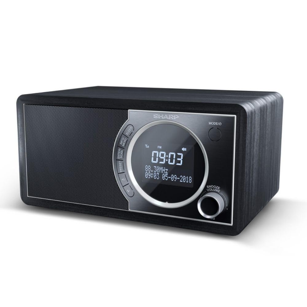 SHARP DR450 Digitalradio (DAB/DAB+/FM mit RDS, Bluetooth, Wecker-Funktionen, 6 Watt), schwarz Mono D