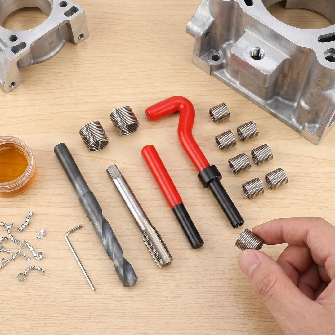 15 Stück Gewindeeinsätze M14x1.5 Innengewinde Reparatur Zubehör Sortiment Kit Bohren Helicoil Repara
