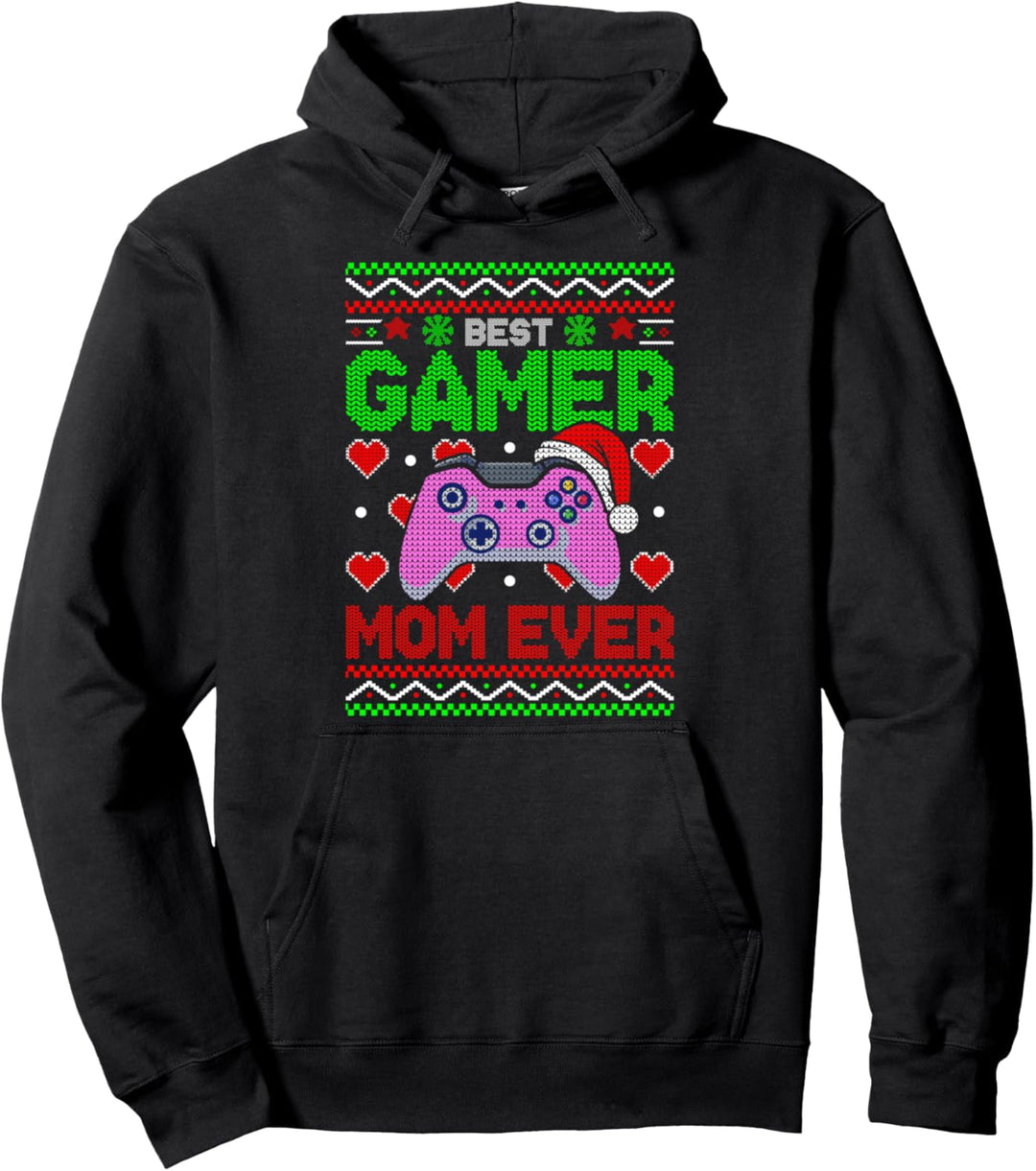 Best Gamer Mom Ever Christmas Ugly Gaming Sweater Videospiel Pullover Hoodie