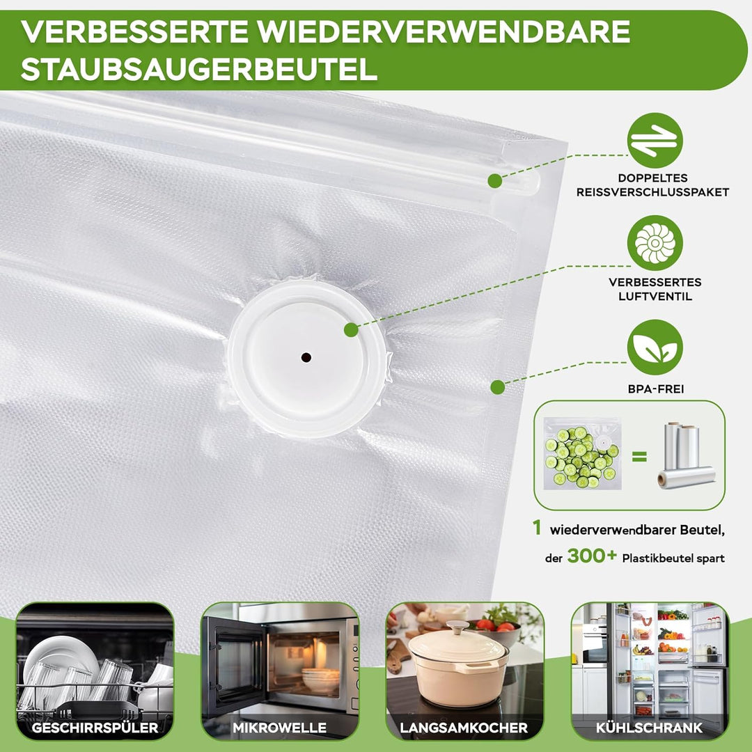 Vakuumiergerät Klein, Handvakuumierer mit 60 kPa Saugkraft, Vakuumierer für Lebensmittel mit 20 Wied
