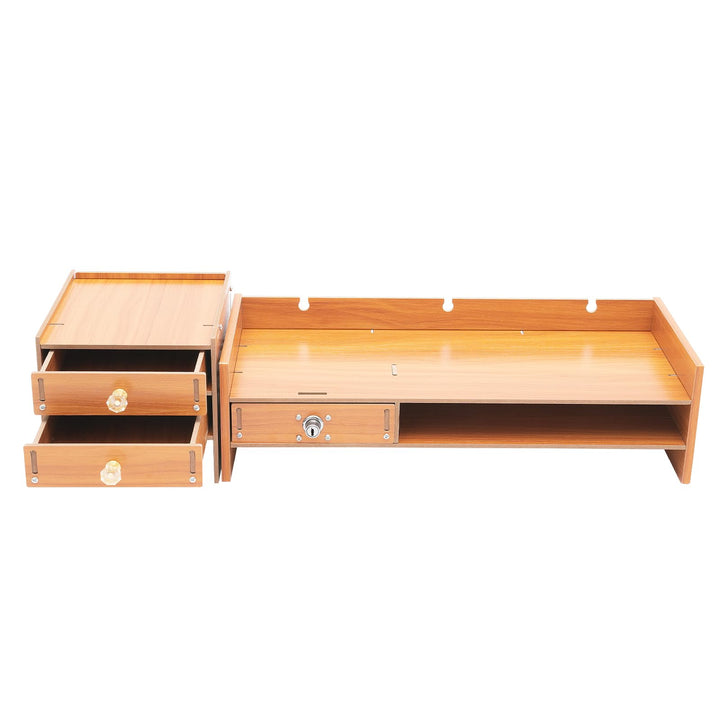 Monitor Stand Riser mit 2 Schubladen - grosse Lagerung Computer Monitorständer, hölzerne Desktop Org