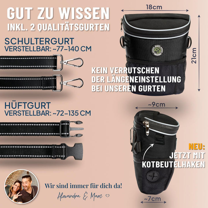GIZZY® Leckerlitasche für Hunde + REGENHAUBE I Leckerlibeutel für Hunde mit praktischer Einhand-Öffn