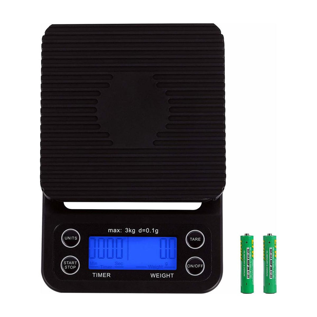 INF Digitale Küchenwaage, Kaffeewaage, Digitalwaage, 3 kg, hohe Präzision (0.1 g), LCD-Display, schw