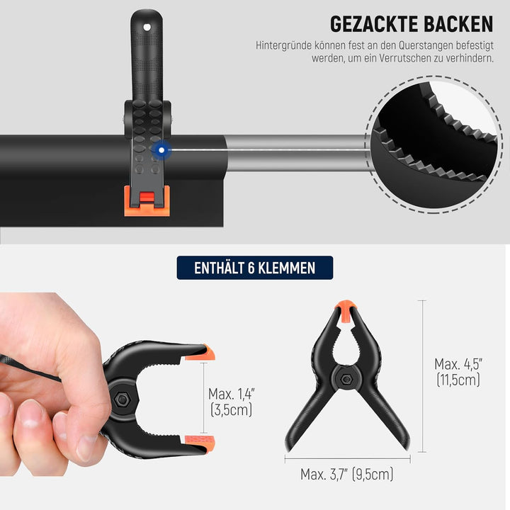 NEEWER Fotografie Dauerlicht Set mit Hintergründen, 2,6x3m Stative, 5700K, 800W, Äquivalent 24W LED