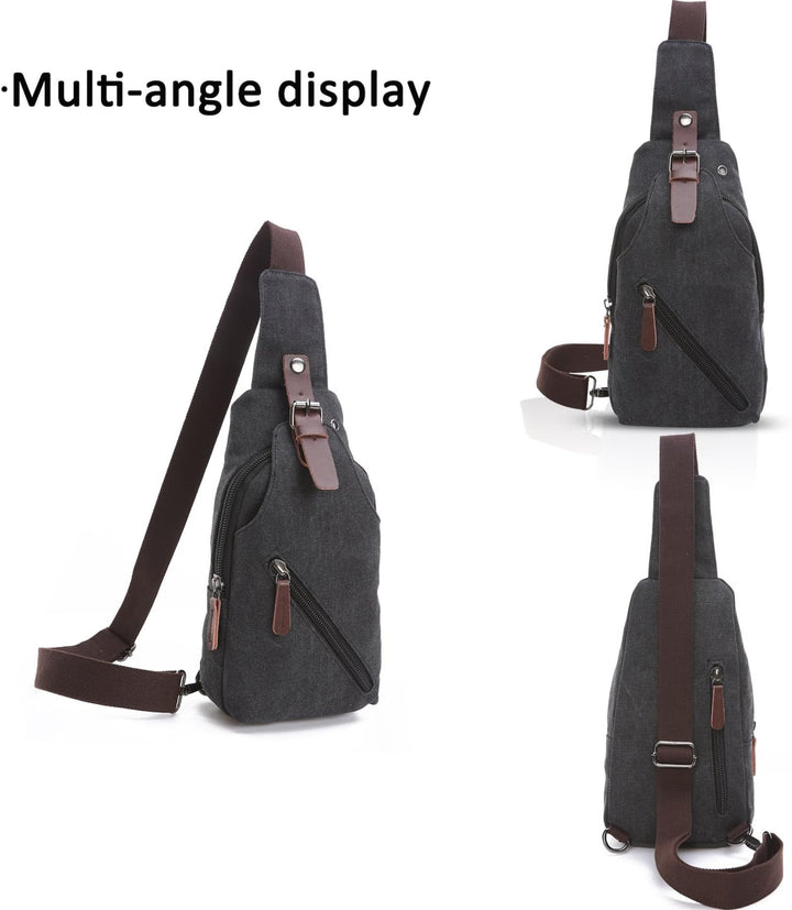 FANDARE Sling Bag mit Kopfhöreröffnung Studenten Party Outdoor Multifunktional Umhängetasche Damen/H