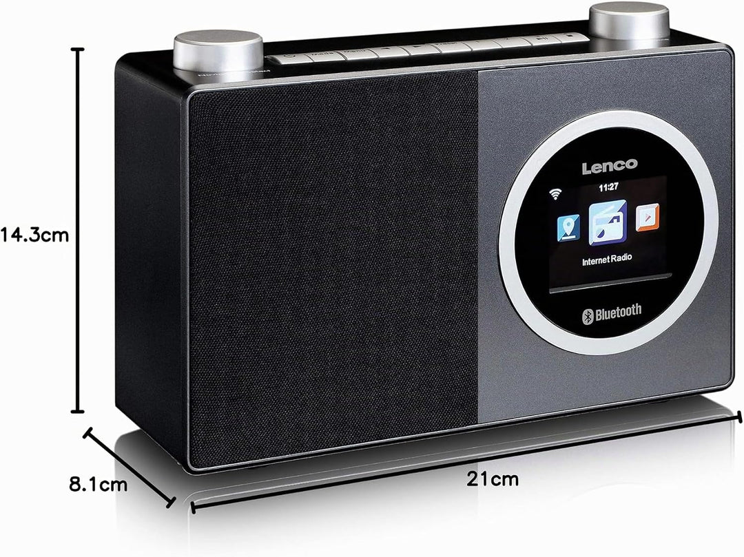 Lenco A003244 DIR 70 - tragbares Internetradio -DAB+Radio-RetroDigitalradio-WLAN-Bluetooth-2,4”Farbb