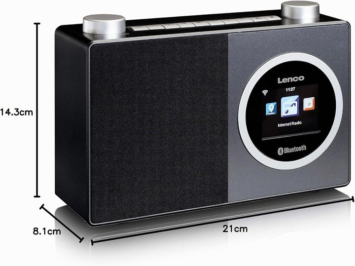 Lenco A003244 DIR 70 - tragbares Internetradio -DAB+Radio-RetroDigitalradio-WLAN-Bluetooth-2,4”Farbb