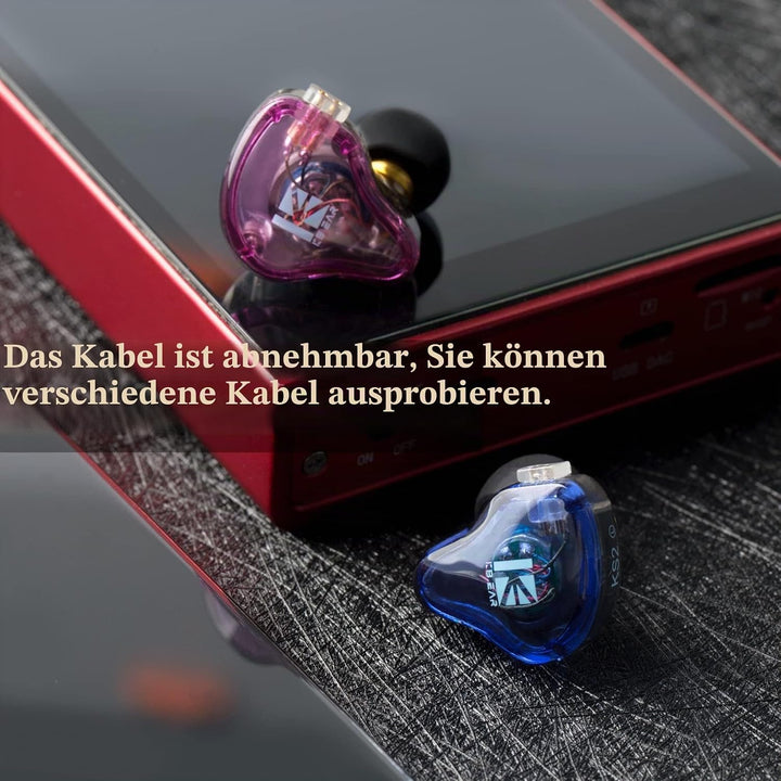 Yinyoo KBEAR KS2 In-Ear-Kopfhörer, KB KS2 Stereo-Basskopfhörer, 1BA+1DD Hybrid Over-Ear-Headset mit