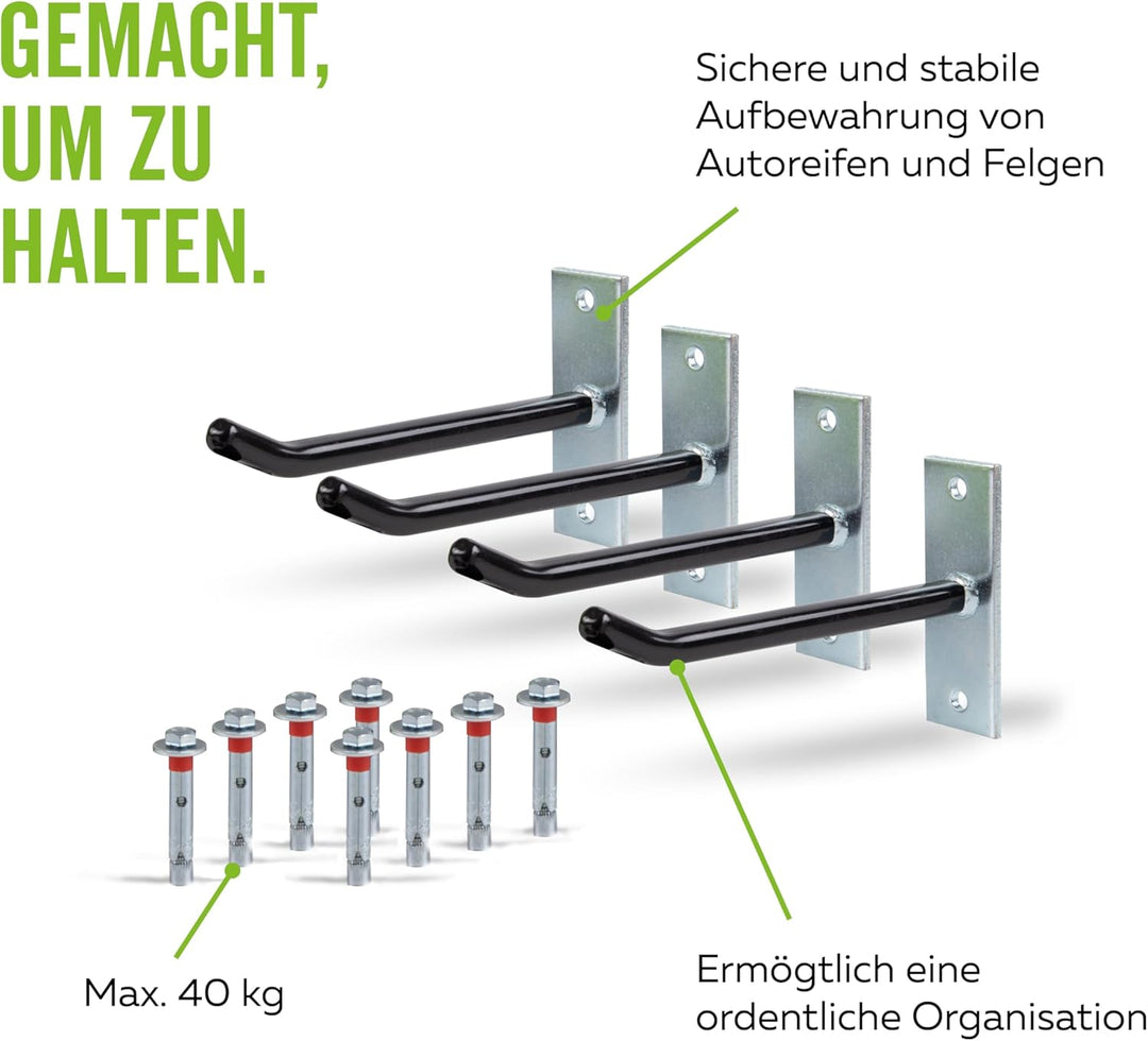 Alberts 801960 Felgenhalter-Set | Wandhalterung für Autofelgen | Reifenhalter mit überzogenem PVC-Sc