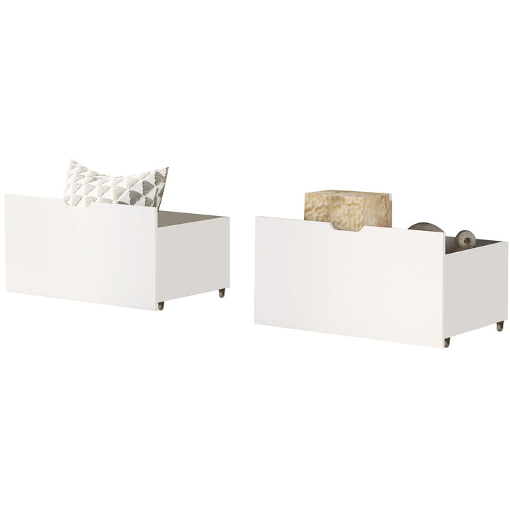 Merax 2 Schubladen für Kinderbett 90x200cm 90 x 190 cm, Schubladen aus Holz, mit 4 Rollen, Weiss 2 S