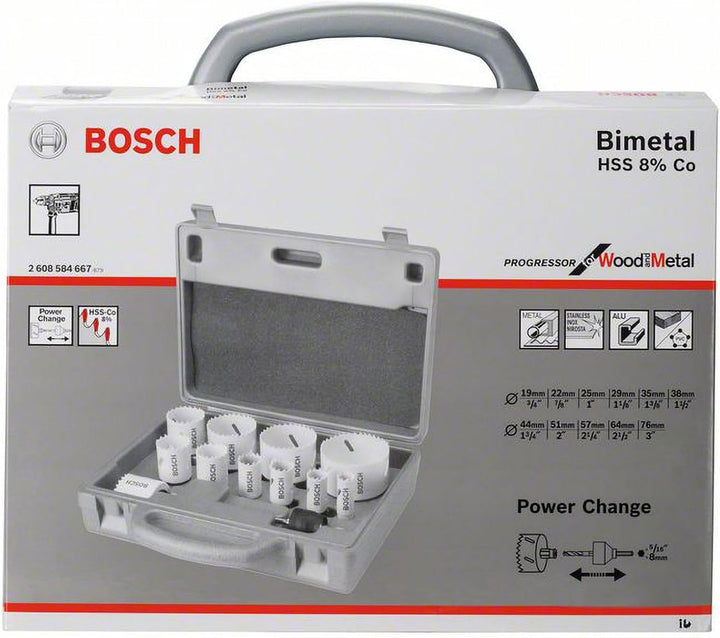 Bosch Professional 14 tlg. Lochsäge HSS BiM Progressor for Wood & Metal Set Sanitär (für rostfreien