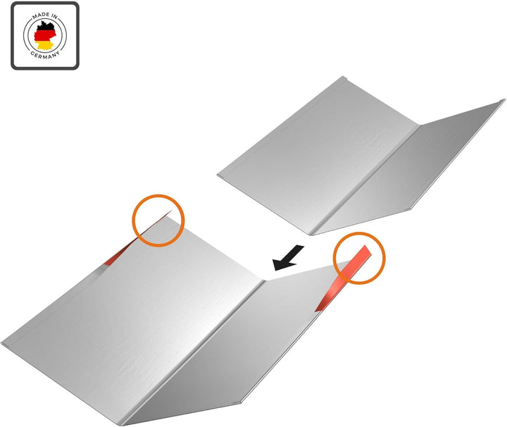 Kehlblech mit Wasserfalz aus Aluminium 200cm, 1 Stück Silber Alublech für optimale Dachentwässerung,