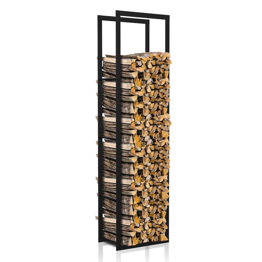 Ikodm kaminholzregal Innen und Aussen, Metall Brennholzregal aussen 40 x 25 x 150CM, Holzstapelhilfe