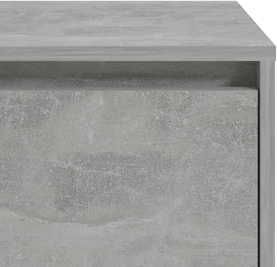 WIFESE Nachttisch Betongrau 45x34x44,5 cm Holzwerkstoff Nachtkästchen Nachtkommode Beistelltisch Tel