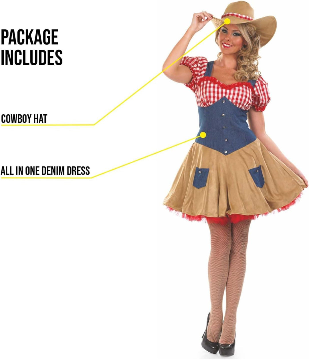 Fun Shack Saloon Girl Kostüm, Cowgirl Kostüm Damen Sexy, Western Damen Kostüm, Faschingskostüme Cowg