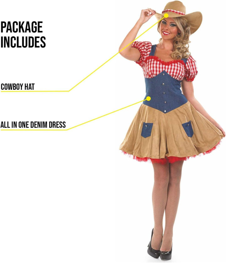 Fun Shack Saloon Girl Kostüm, Cowgirl Kostüm Damen Sexy, Western Damen Kostüm, Faschingskostüme Cowg