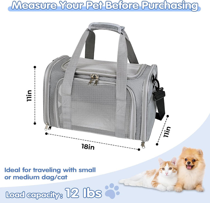 Transportbox für Katze und Hund bis 5.5kg, Tragbare Autotaugliche Transporttasche, Faltbare Katzentr