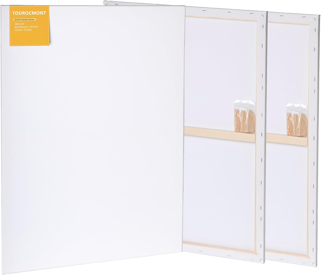 Keilrahmen 3er Set Leinwand 50x70 cm aus 100% Baumwolle 380 g/m² Leinwand Set Maltuch zum Malen 50x7