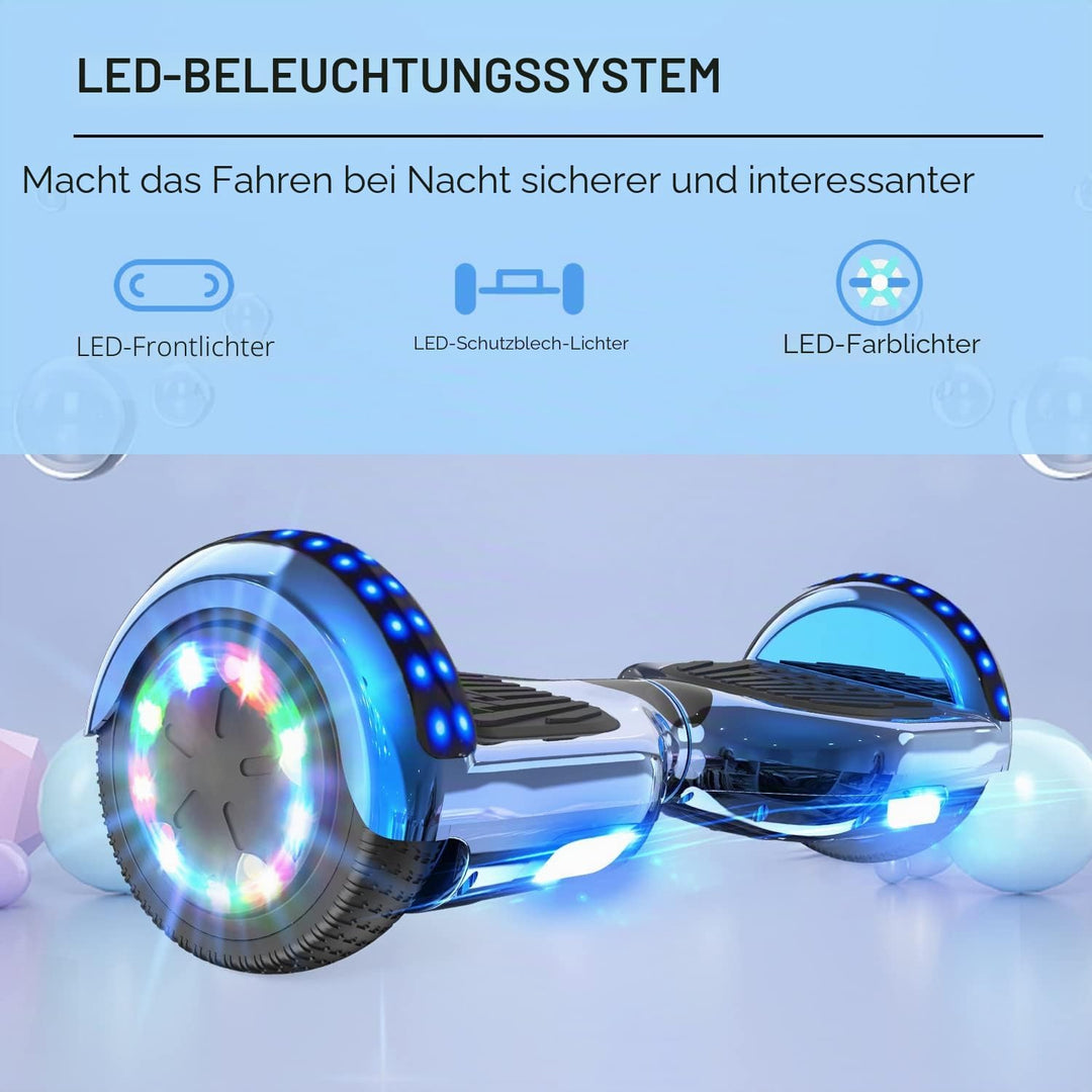 RCB Hoverboards mit Sitz Hoverkart komplett für Kinder, Skateboard mit Set, Hoverboards mit LED Lich